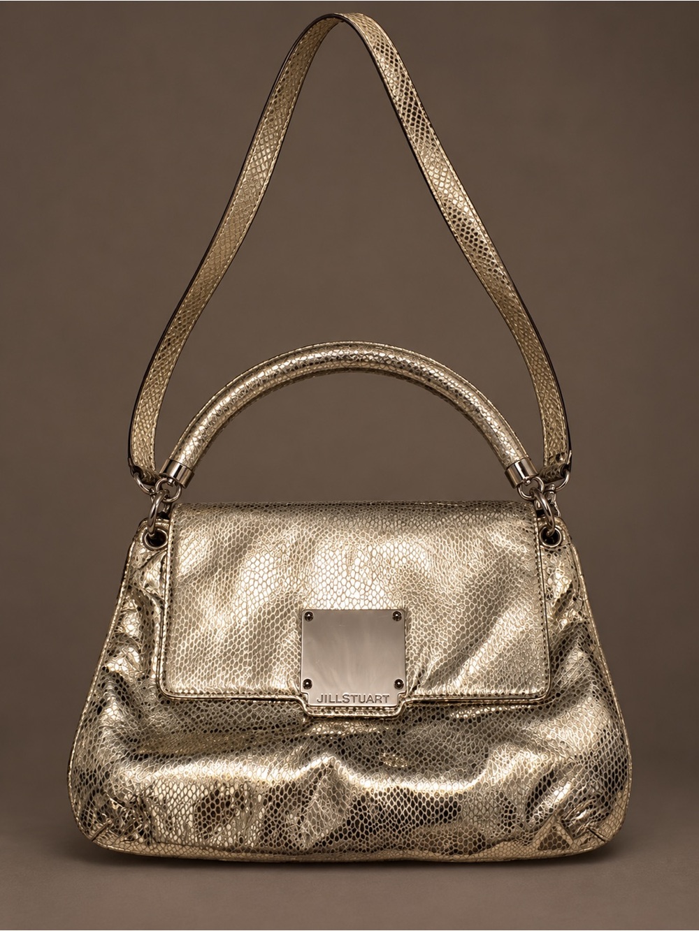Jill Stuart Metallic Gold Textured Top-Handle Shoulder Bag
